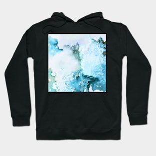 blue fantasy abstract marbled digital painting Hoodie